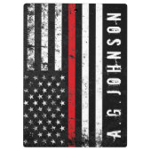 Brandweerman met drukke VS-vlag Gepersonaliseerd Klembord (Achterkant)