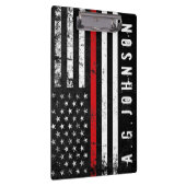 Brandweerman met drukke VS-vlag Gepersonaliseerd Klembord (Rechts)