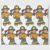 Brandweerman met een bijl cadeaupapier (Vlak)