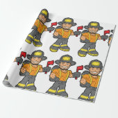 Brandweerman met een bijl cadeaupapier (Uitgerold)