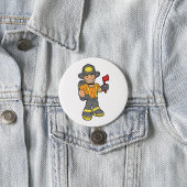 Brandweerman met een bijl ronde button 7,6 cm