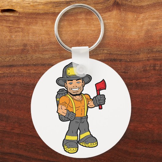Brandweerman met een bijl sleutelhanger