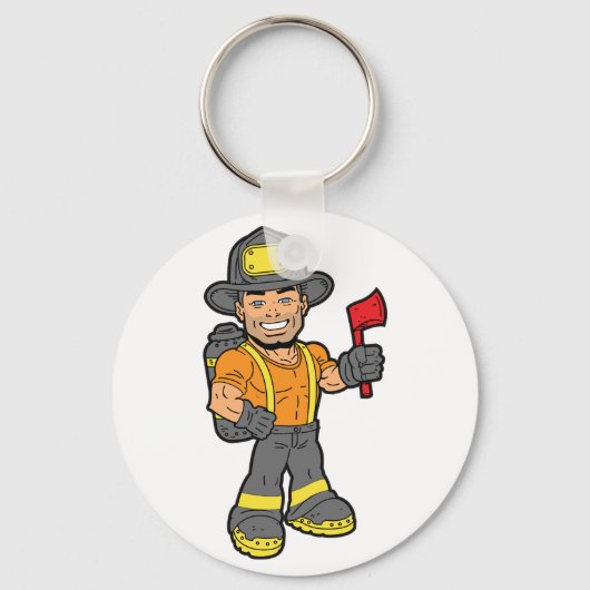 Brandweerman met een bijl sleutelhanger (Achterkant)