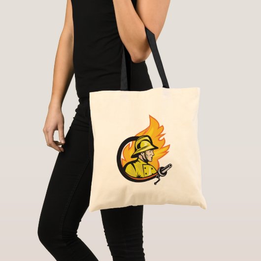 Brandweerman met een Canvas tas (Voorkant (product))
