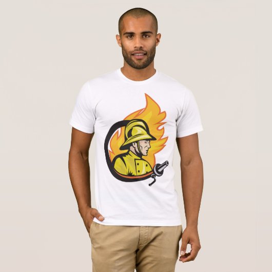 Brandweerman met een Mannen T-shirt (Voorkant volledig)