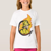 Brandweerman met een slang meisjes T-shirt (Voorkant)