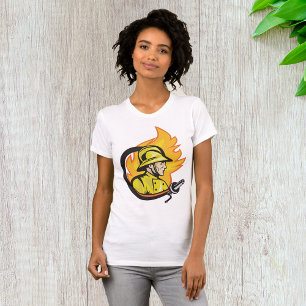 Brandweerman met een slang vrouwen T-shirt