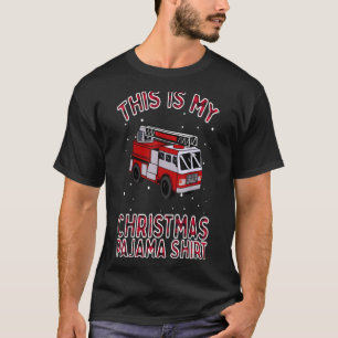 brandweerman met Kerstmis Pajama Fire Truck Funny  T-shirt
