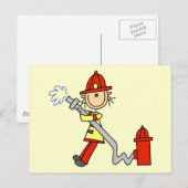 Brandweerman met slangshirts en cadeautjes briefkaart (Voorkant / Achterkant)