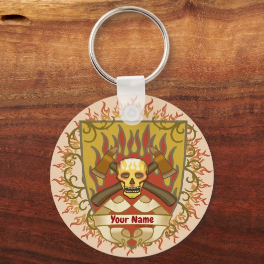 brandweerman met vlammenscherm sleutelhanger (Voorkant)