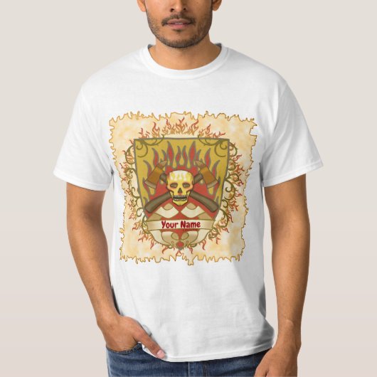 brandweerman met vlammenscherm t-shirt (Voorkant)