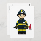 Brandweerman met X Briefkaart (Voorkant / Achterkant)