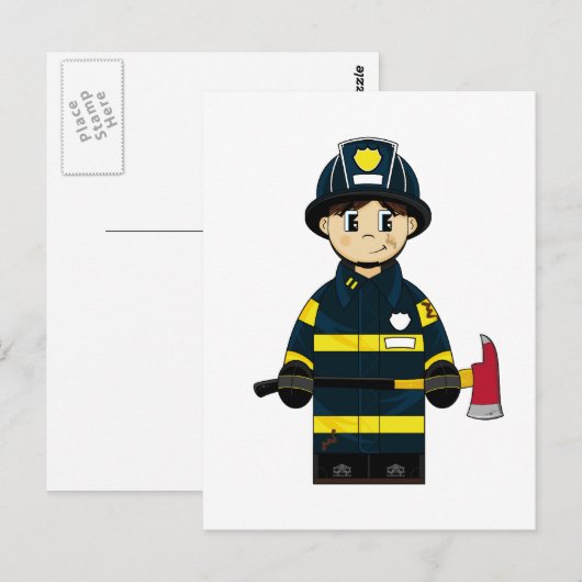 Brandweerman met X Briefkaart (Voorkant / Achterkant)