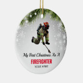 brandweerman, mijn eerste Kerstmis, als brandweerr Keramisch Ornament (Rechts)