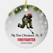 brandweerman, mijn eerste Kerstmis, als brandweerr Keramisch Ornament (Achterkant)