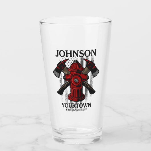 Brandweerman NAAM Brandweer Hydrant VS Vlag  Glas (Voorkant)