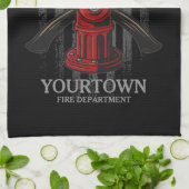 Brandweerman NAAM Brandweer Hydrant VS Vlag  Theedoek (Gevouwen)