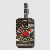 Brandweerman NAAM Brandweerman Brandweer VS Vlag Bagagelabel (Voorkant (verticaal))