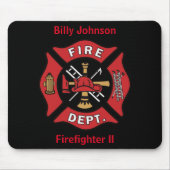 Brandweerman naam en rang embleem muismat (Voorkant)