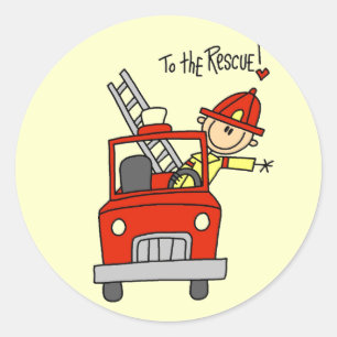 Brandweerman naar de redding Tshirts en geschenken Ronde Sticker