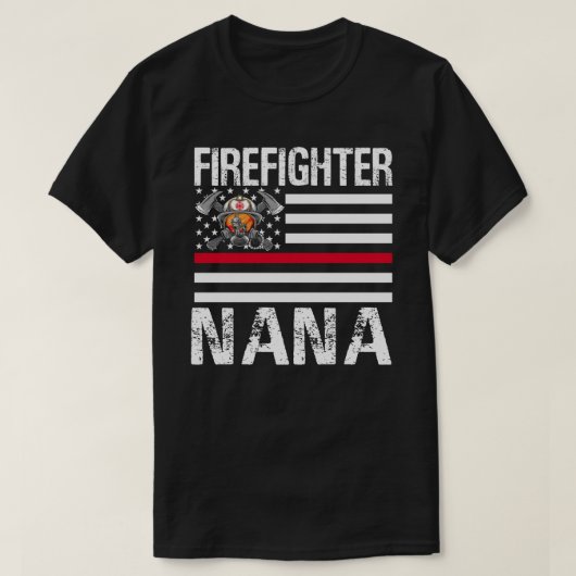 Brandweerman NANA ondersteunt de Amerikaanse vlag  T-shirt (Design voorkant)