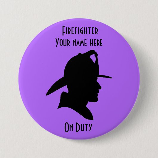 Brandweerman op Button voor ontwerp op kantoor (Voorkant)