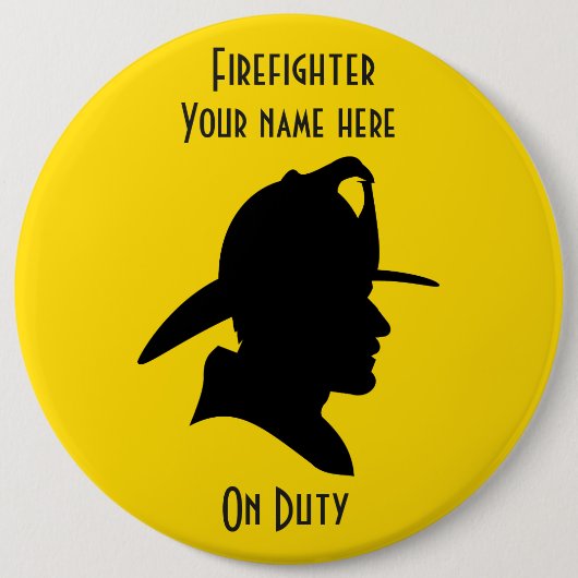 Brandweerman op Button voor ontwerp op kantoor (Voorkant)