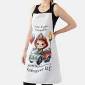 Brandweerman op een kleurrijke vrachtwagen met bal schort (Insitu)