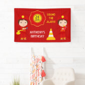 Brandweerman op maat van de Birthday Party Spandoek (Insitu)