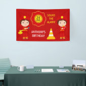 Brandweerman op maat van de Birthday Party Spandoek (Beurs)