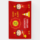 Brandweerman op maat van de Birthday Party Spandoek (Verticaal)