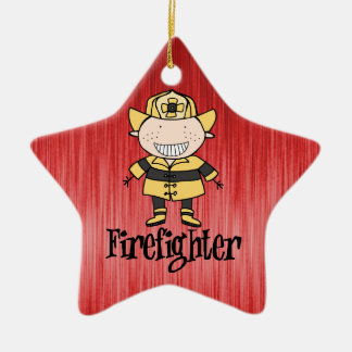 Brandweerman op rood keramisch ornament