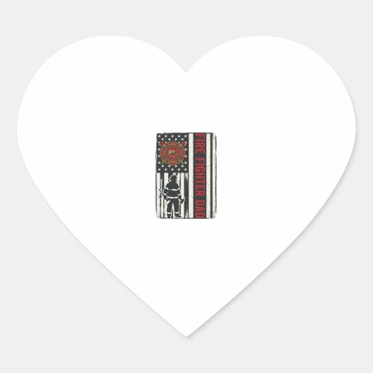 Brandweerman Papa Bedrukte Vlag Vectorontwerp_1 Hart Sticker (Voorkant)