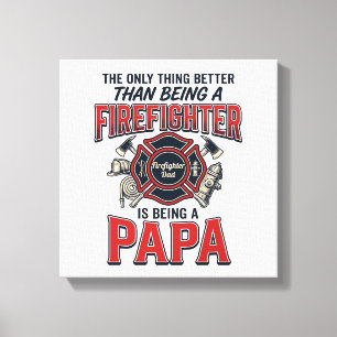 Brandweerman Papa Vintage Gravure Shirt Ontwerp_1 Canvas Afdruk