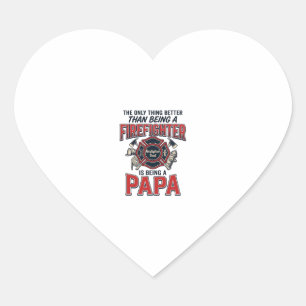 Brandweerman Papa Vintage Gravure Shirt Ontwerp_1 Hart Sticker