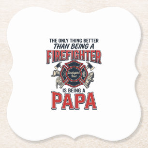 Brandweerman Papa Vintage Gravure Shirt Ontwerp_1 Kartonnen Onderzetters