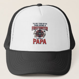 Brandweerman Papa Vintage Gravure Shirt Ontwerp_1 Trucker Pet
