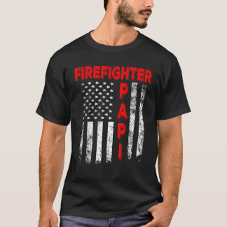 Brandweerman Papi Amerika Vlag Vaderdag  T-shirt