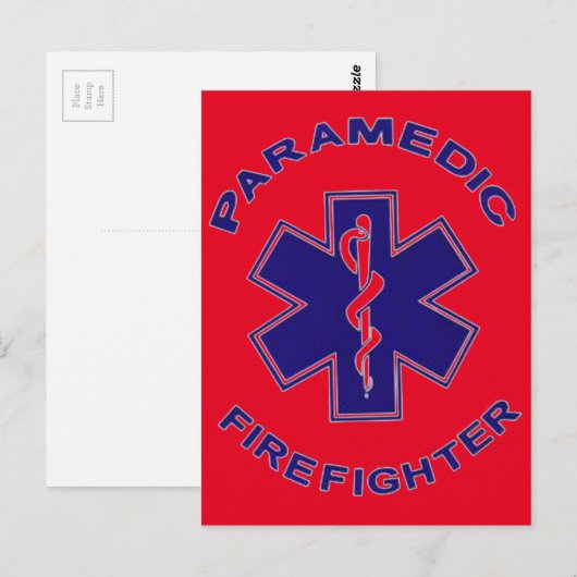 Brandweerman Paramedic Briefkaart (Voorkant / Achterkant)