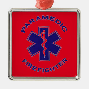 Brandweerman Paramedic Metalen Ornament