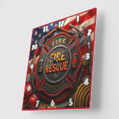Brandweerman Patriottisch Heroïsch Embleem Vierkante Klok (Hoek)