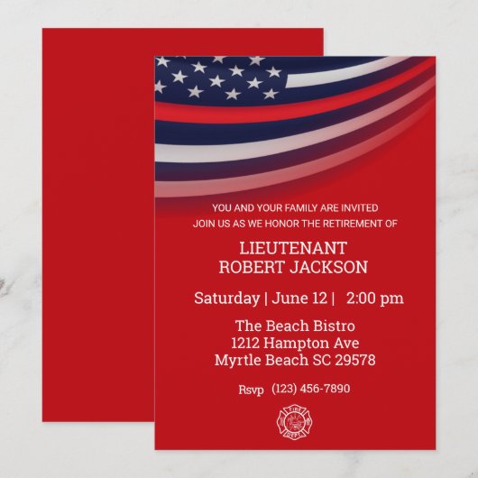 Brandweerman Pensioen Feest Viering Kaart (Voorkant / Achterkant)