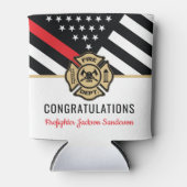 Brandweerman Pensioen Partij Dunne Rode Lijn Brand Blikjeskoeler (Voorkant)