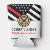 Brandweerman Pensioen Partij Dunne Rode Lijn Brand Blikjeskoeler (Achterkant)