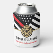 Brandweerman Pensioen Partij Dunne Rode Lijn Brand Blikjeskoeler (Blikje Achterkant)