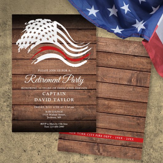 Brandweerman Pensioen Partij Dunne Rode Lijn Rusti Kaart