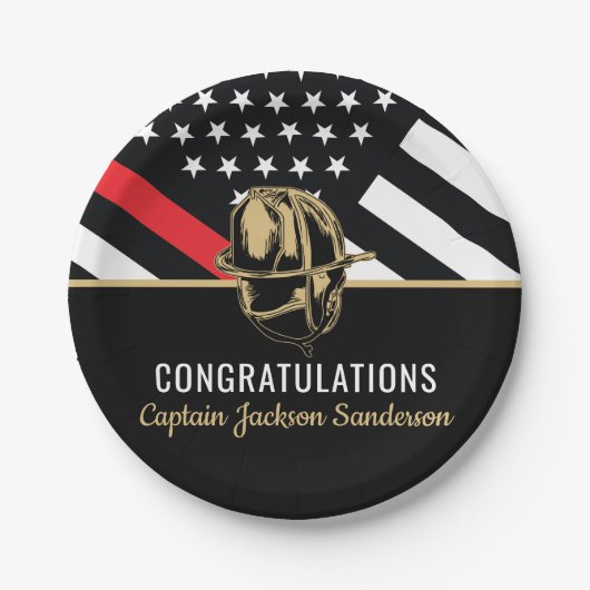 Brandweerman Pensioen Partij Fire Rode Lijn Vlag Papieren Bordje (Voorkant)