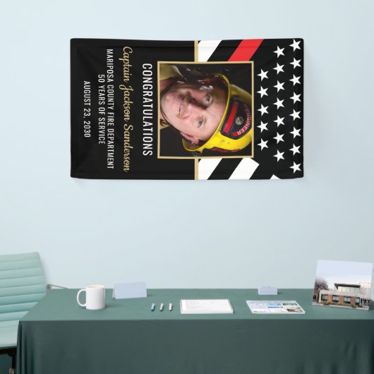 Brandweerman pensioen partij rode lijn vlag foto spandoek (Beurs)