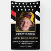 Brandweerman pensioen partij rode lijn vlag foto spandoek (Verticaal)