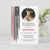 Brandweerman pensioen partij, rode lijn vlag kaart (Staand voorkant)